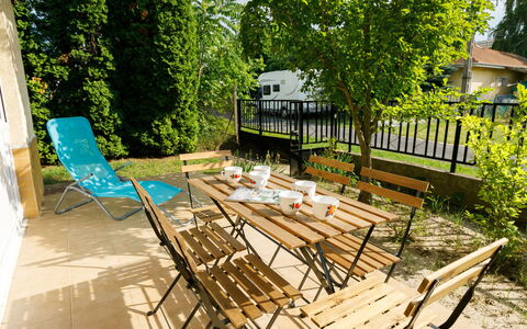Palma: Pflanze, Möbel, Tabelle, Gartenmöbel, Tisch Im Freien, Baum, Schatten, Holz, Stuhl, Gebäude