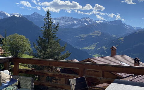 Chalet Weitblick: Himmel, Berg, Wolke, Holz, Hochland, Baum, Landschaft, Bergforms, Dach