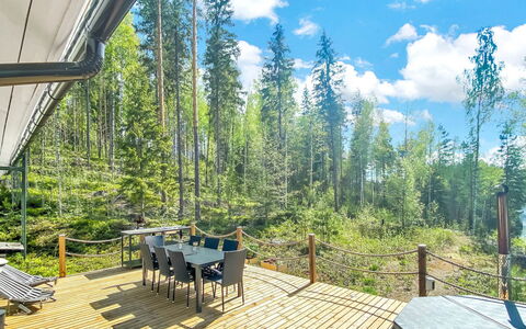 Villa Sipilä: Holz, Hütte, Blockhaus, Wald, Schuppen, Gartenbauten, Lärche, Wald, Holzbeize