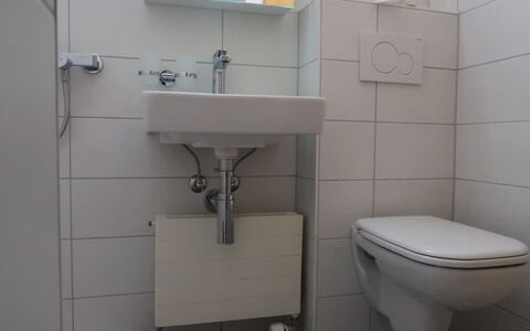 Tarcianne Apt A6: Eigentum, Sinken, Zapfhahn, Spiegel, Armatur, Badezimmer, Bad Sink, Lila, Interior Design, Fussboden