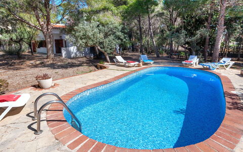 Villa Pinos: Wasser, Pflanze, Schwimmbad, Blau, Baum, Gartenmöbel, Schatten, Freizeit, Verbundwerkstoff, Erholung